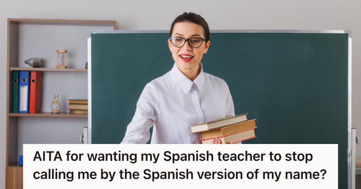 Spanish teacher in front of the classroom