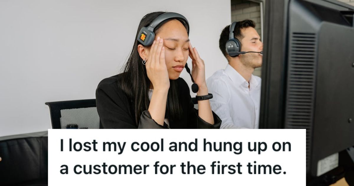 Woman Took A Call And Tried To Help An Irate Customer On The Phone, But She Finally Hung Up And Broke Down Crying After The Non Stop Ranting Woman working in a call center feeling frustrated