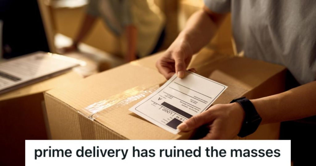 Person putting label on a package box before getting shipped