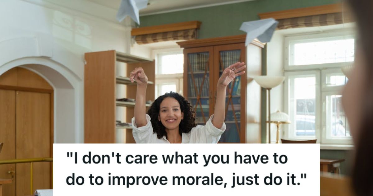 Manager Tried Boosting Employee Morale After Months Of Overtime, But His Simple Games And Experiments Got Him In Trouble With The COO Woman flying two paper airplanes in the office
