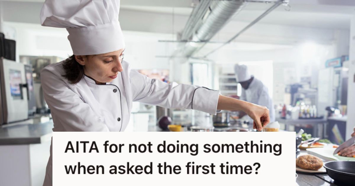 Woman in chef uniform cooking in the kitchen