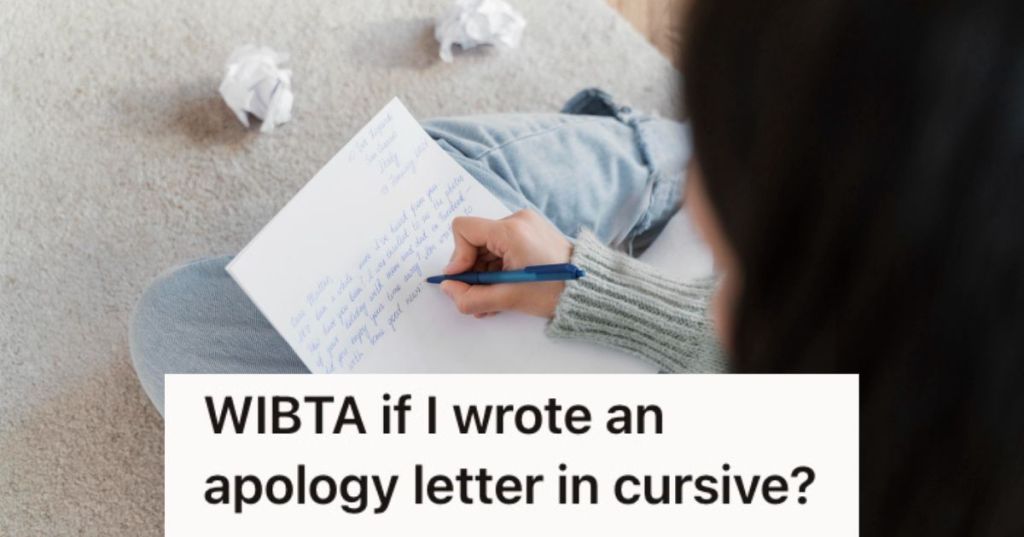 Woman writing a letter on the floor