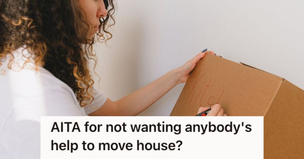 Woman labeling boxes