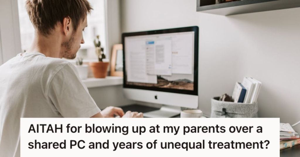 Man using a dektop computer to study