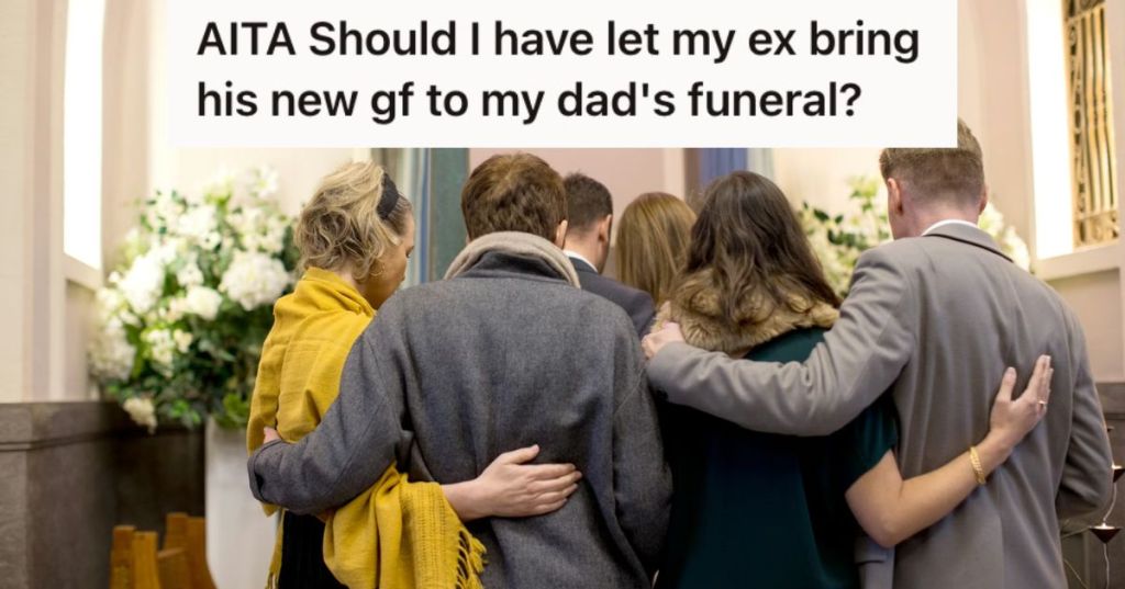 Adults gather at a funeral