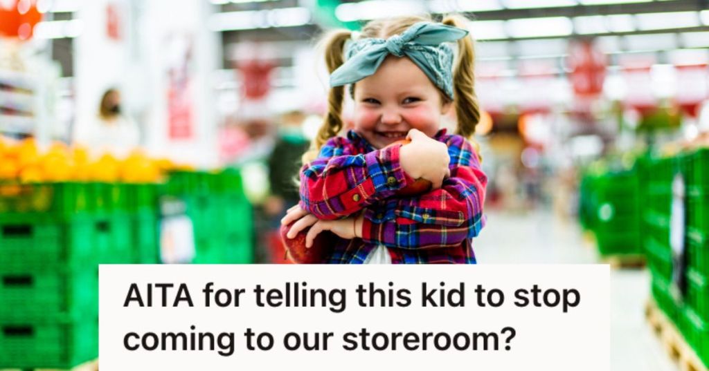 Little girl smiling in a super store