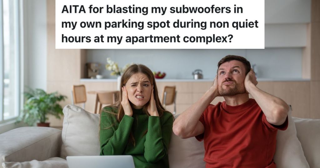 frustrated couple sitting on couch covering ears because of noise
