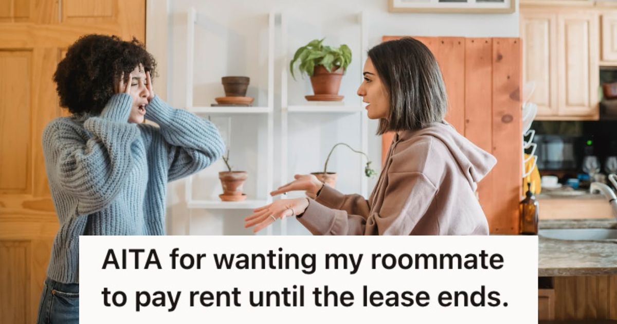 Two women arguing inside an apartment