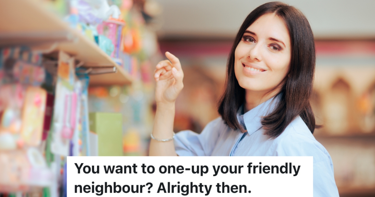 Family Buys Expensive Toys For Their Daughters Birthday, So Their Neighbor Is Determined To Spend Even More On Her Son smiling female toy store employee