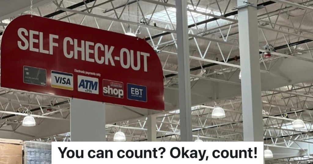 Self-checkout sign at Costco