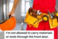 Security Guard Tells Construction Worker He Can’t Enter Through The Main Door, So The Construction Worker Takes Off His Tool Belt