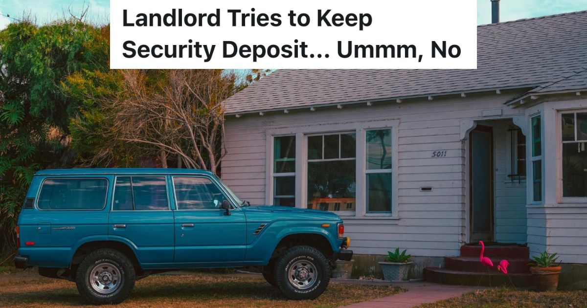 Landlord Refuses To Give Renters Their Entire Security Deposit Back When They Move Out, So They Take Her To Small Claims Court SUV parked in grass in front of house