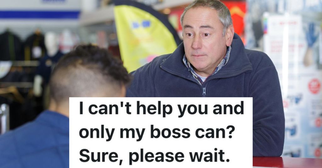 older man complaining in a store