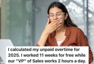 Employee At Tech Startup Worked 440 Hours Of Overtime In 2025, But The New VP Of Sales Hardly Does Anything At All