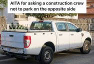 Construction Worker Parks His Truck On The Opposite Side Of The Street Of Homeowner’s Driveway, So The Homeowner Has A Hard Time Pulling Out Without Hitting Him