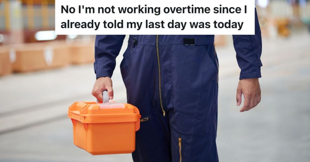 closeup of man carrying orange toolbox