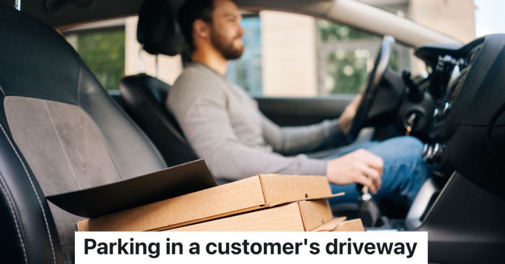 man driving car with three pizza boxes on the passenger seat