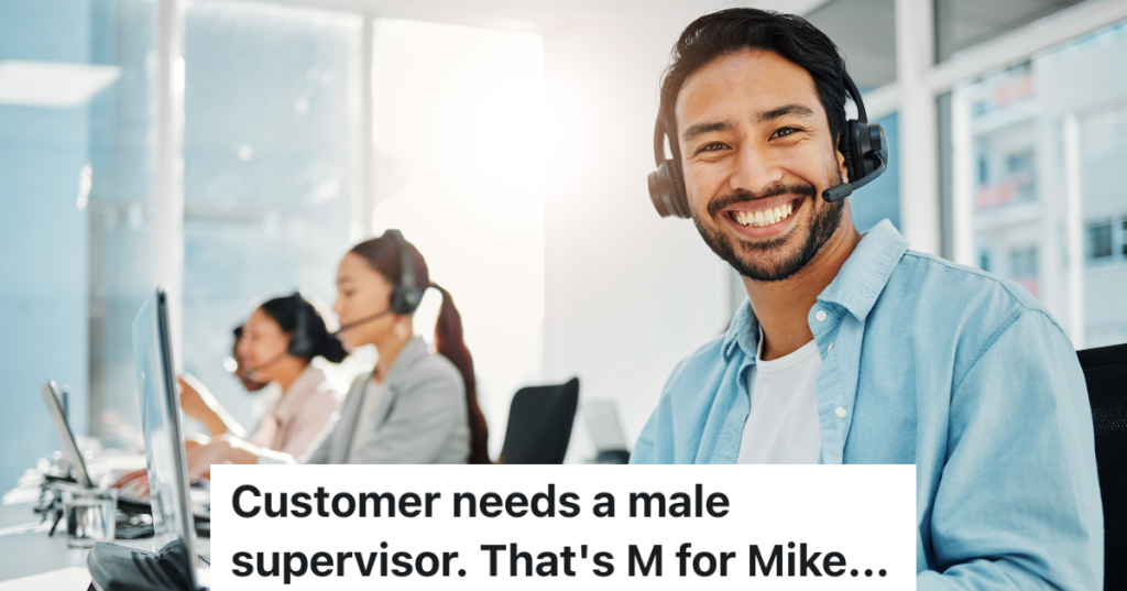 smiling man working at a call center