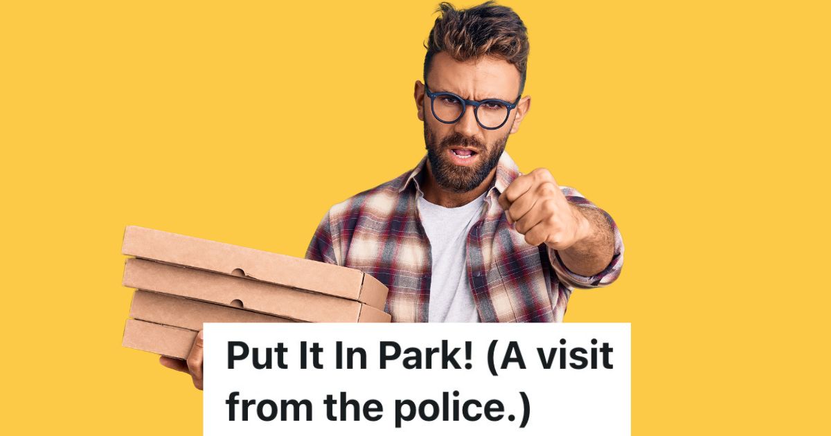 Pizza Delivery Guy Runs Into The House Where Hes Delivering The Pizza, So He Shows The Police The Dash Cam Footage angry man holding pizza boxes