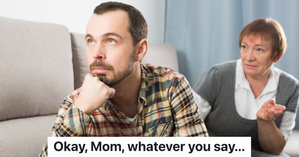 man ignoring his mother