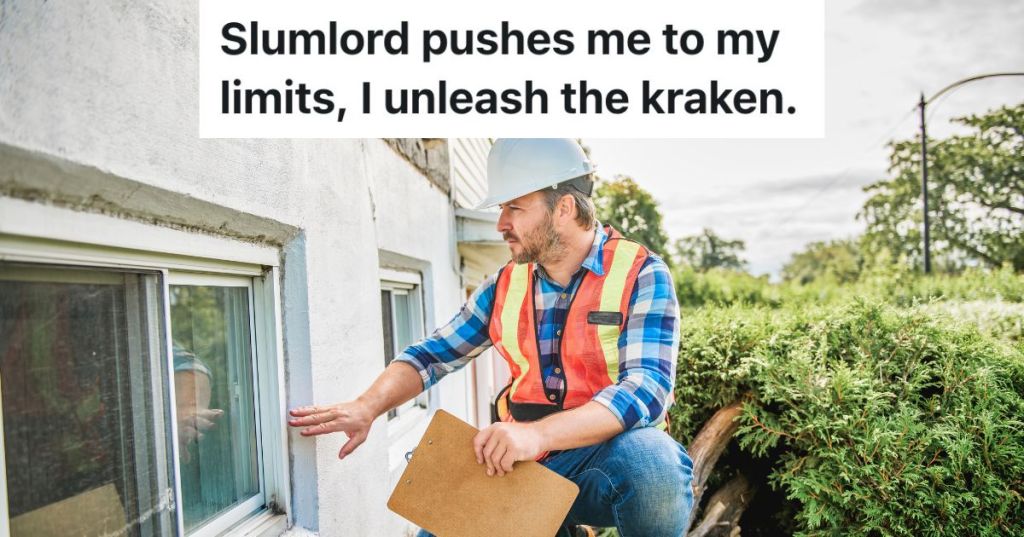 inspector in hardhat looking at outside of house