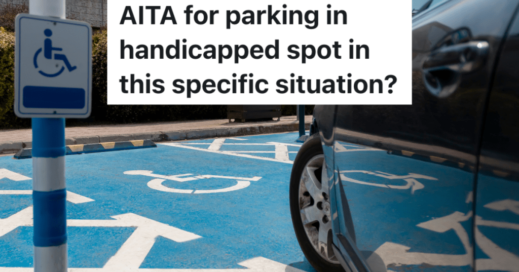 car pulling into a handicapped parking spot painted blue