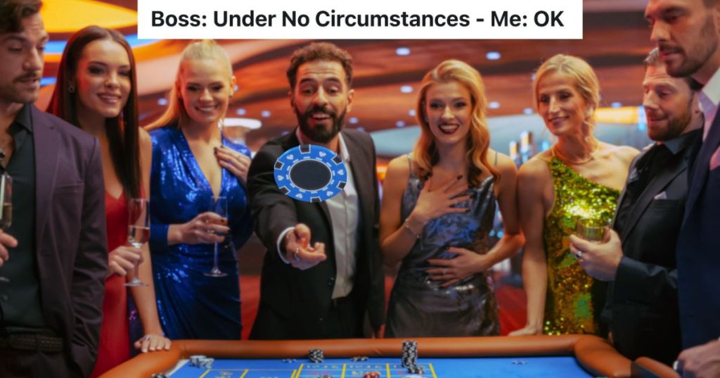man throwing chip at casino while women look on