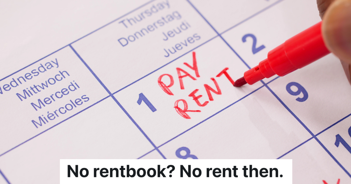 Couple Move Into An Apartment Without Signing A Contract, So The Landlord Doesnt Notice When They Pay Their Rent Late closeup of a person writing "pay rent" on a calendar with a red marker