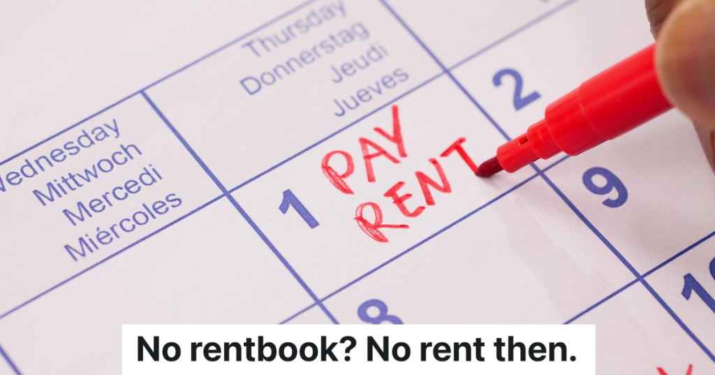 closeup of a person writing "pay rent" on a calendar with a red marker