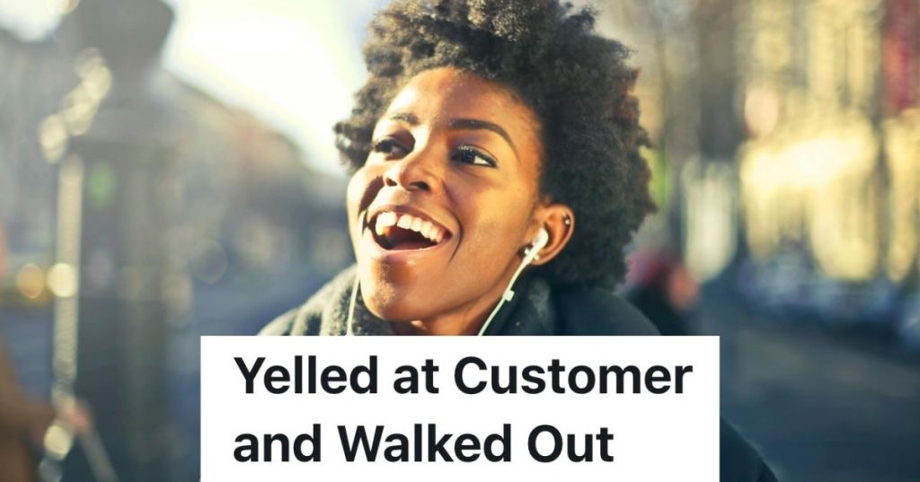 Woman smiling and walking, wearing earphones