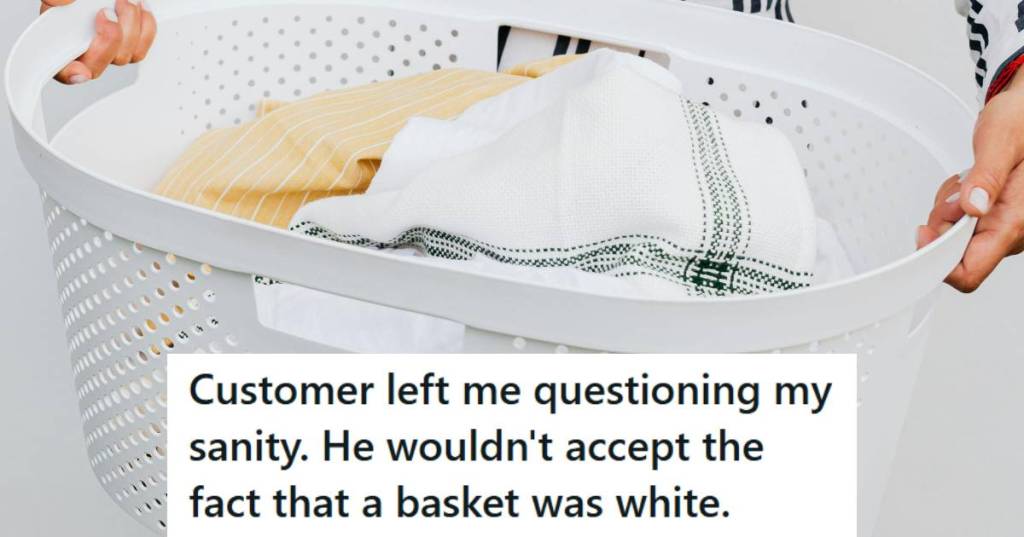 White clothes basket filled with clean laundry