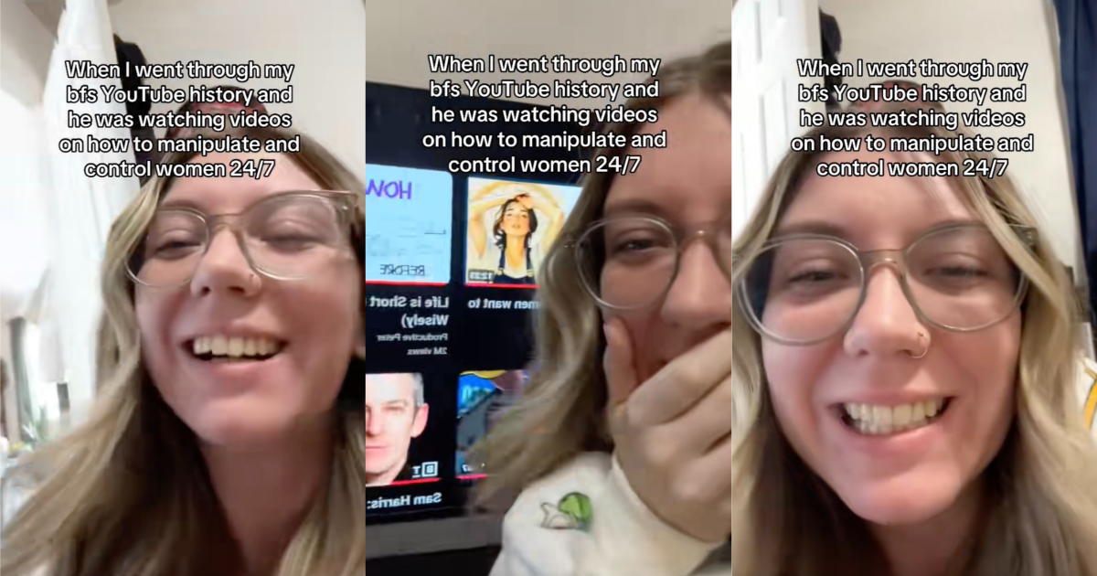 woman laughing on camera