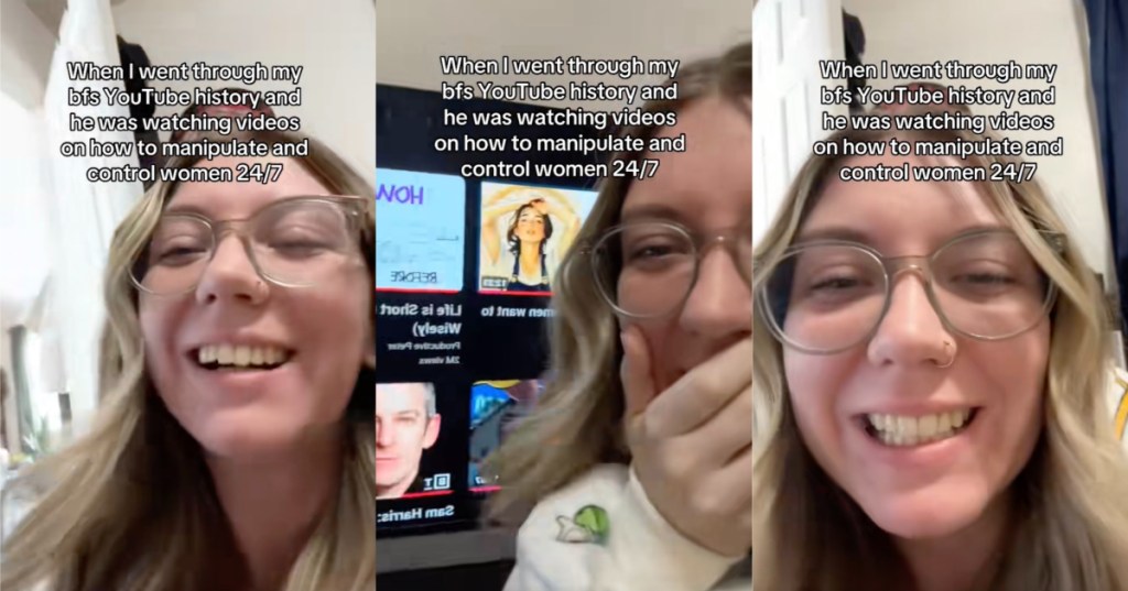 woman laughing on camera