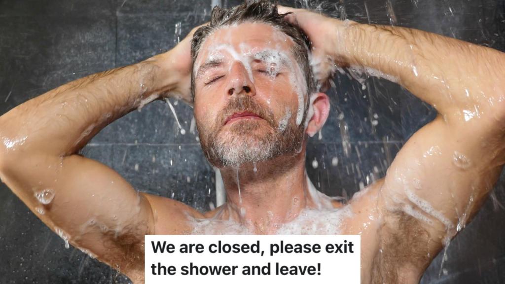 man in a shower