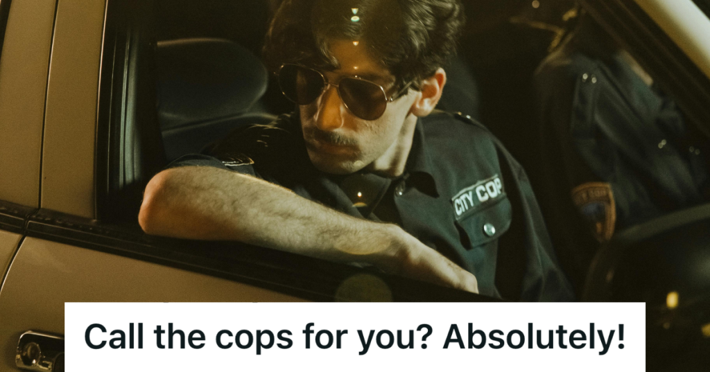 cop looking out car window