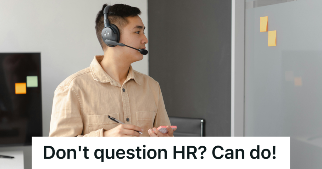 corporate employee wearing a headset