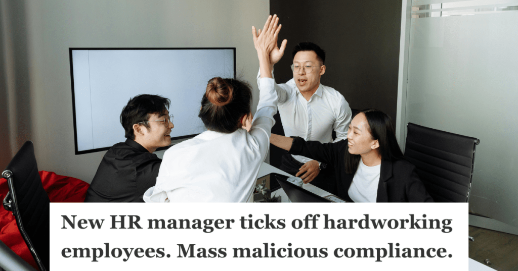 corporate employees high fiving