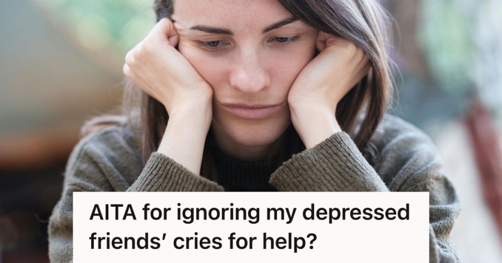 depressed woman with her head down