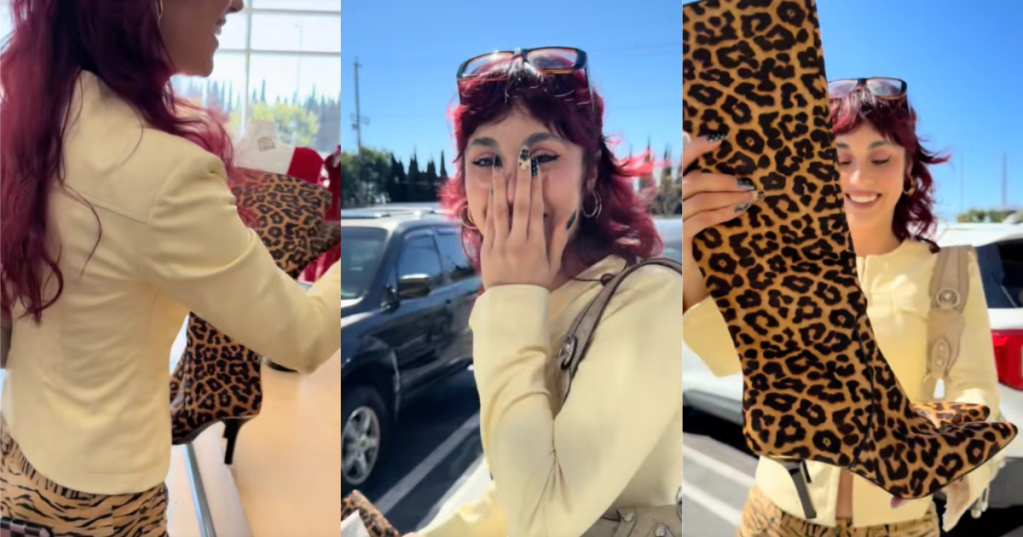 woman buying a pair of boots