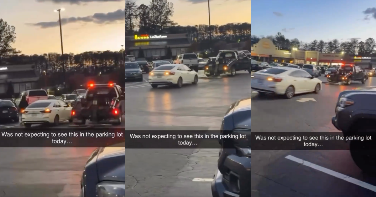 A Driver Made A Fast Getaway When A Truck Driver Tried To Tow Their Car Away car driving from tow truck