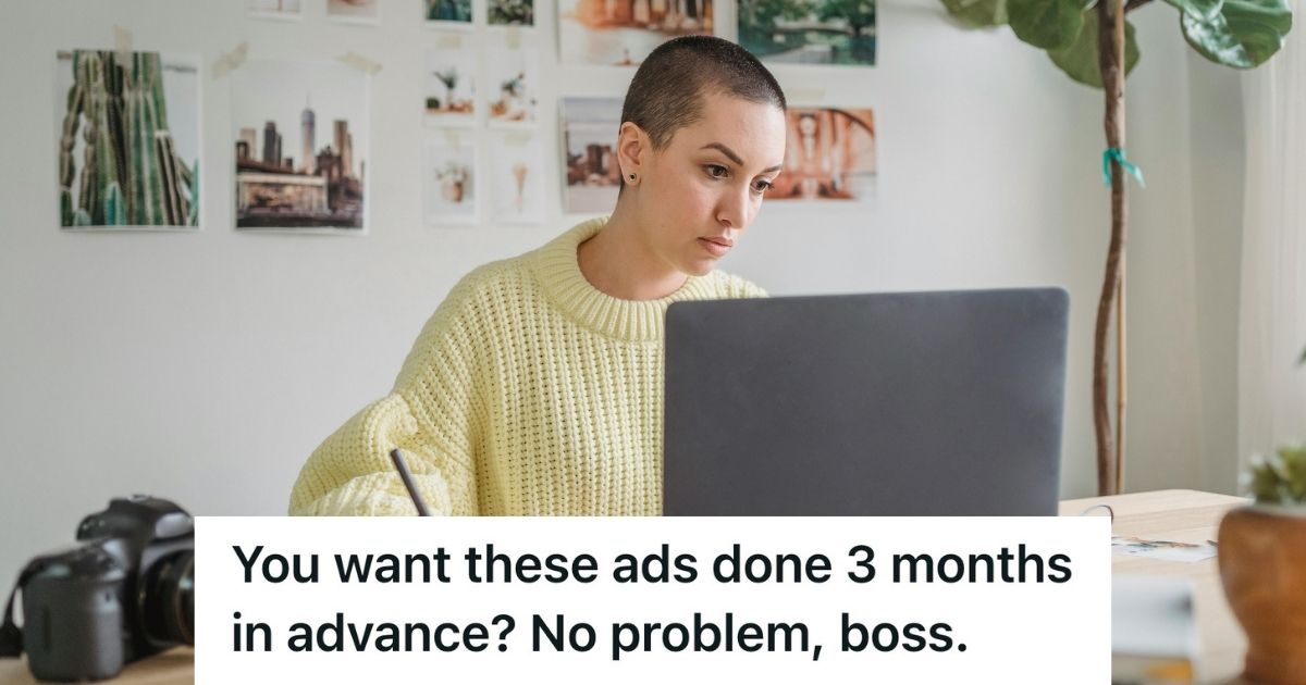 graphic designer in yellow sweater