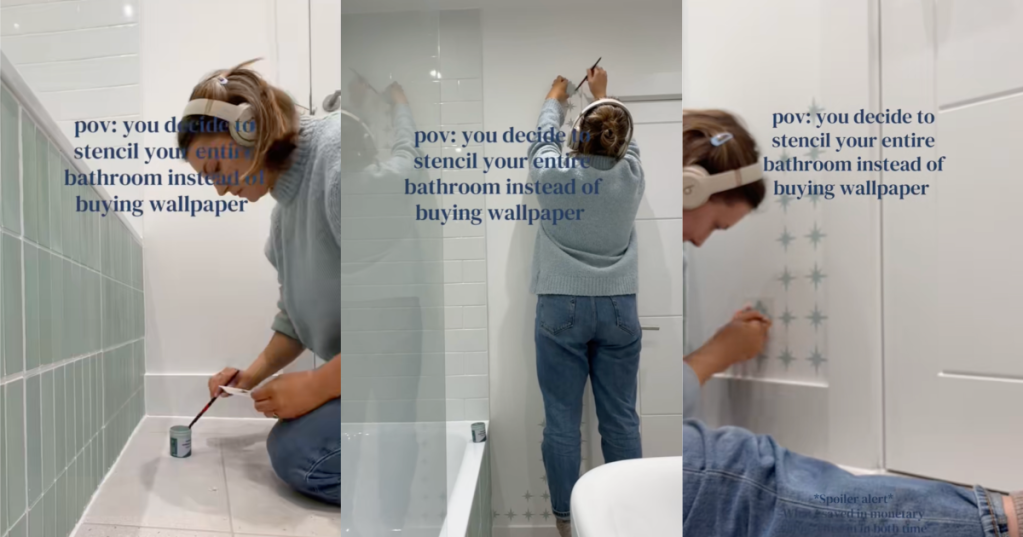 woman working in her bathroom