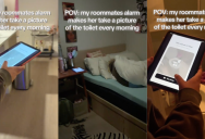 A College Student Who Has A Hard Time Waking Up For A Class Has An Alarm That Only Turns Off If She Gets Up And Takes A Photo Of Her Toilet