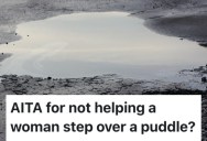 A Woman On The Street Expected A Man To Help Her Step Over A Big Puddle, But He Didn’t Assist