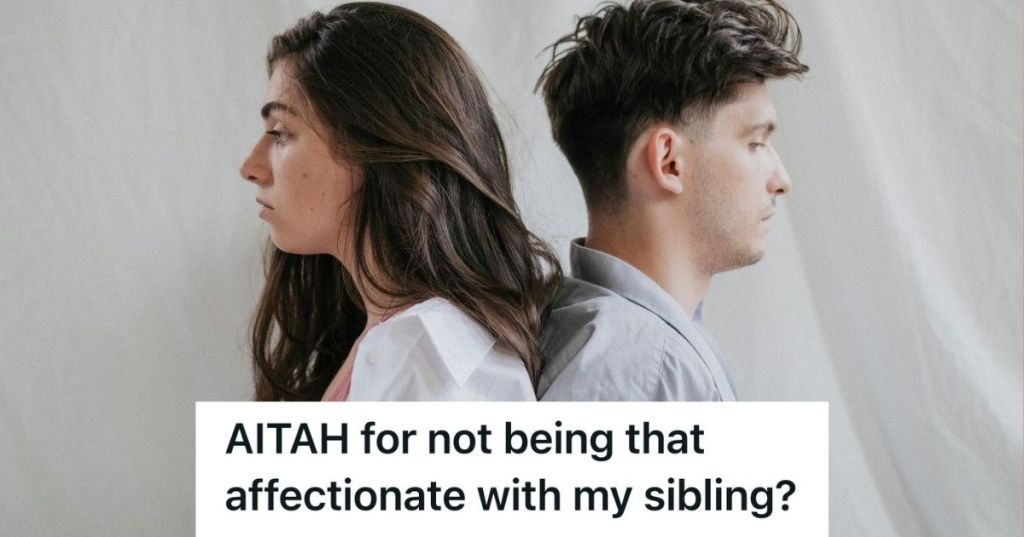 man and woman facing back to back