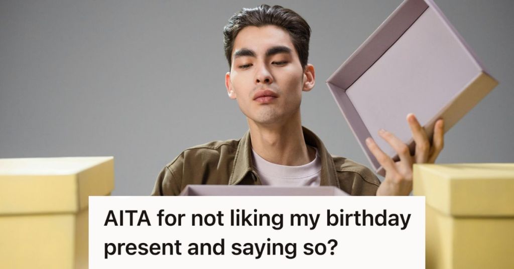 man opening a present