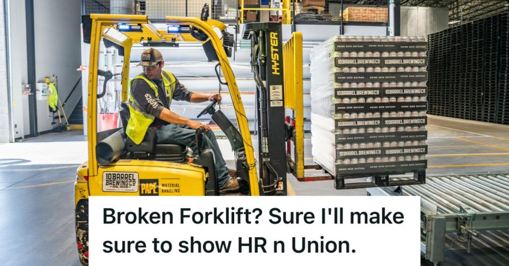 man operating a forklift
