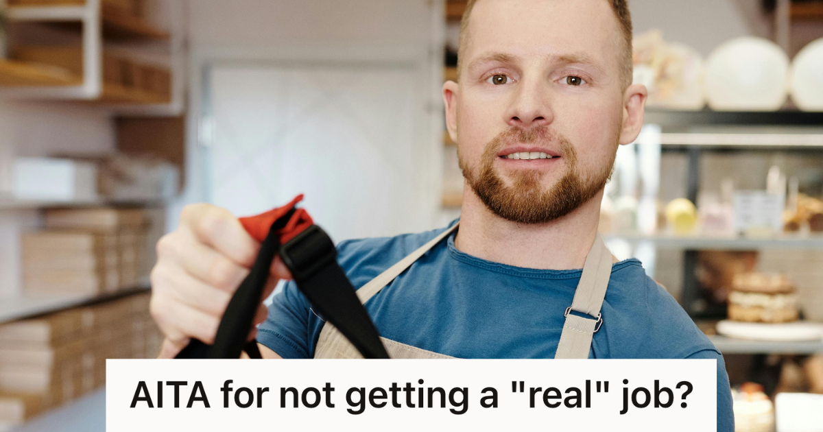 man wearing apron working in a bakery