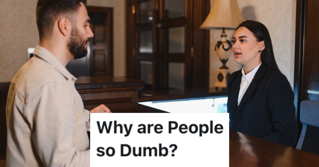 man at hotel front desk