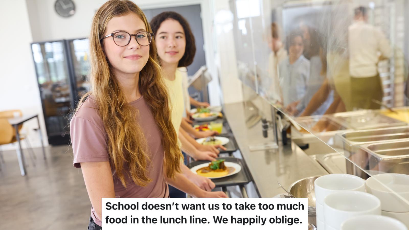 students in lunch line